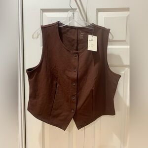A new day brown ponte vest XL